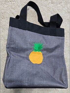 Thirty One Essential Storage Tote Gray With Pineapple